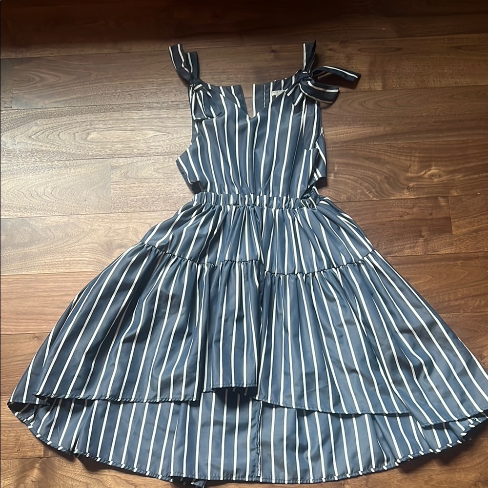 Habitual Blue and White Asymmetrical Ruched Sundress- like new.  Worn once